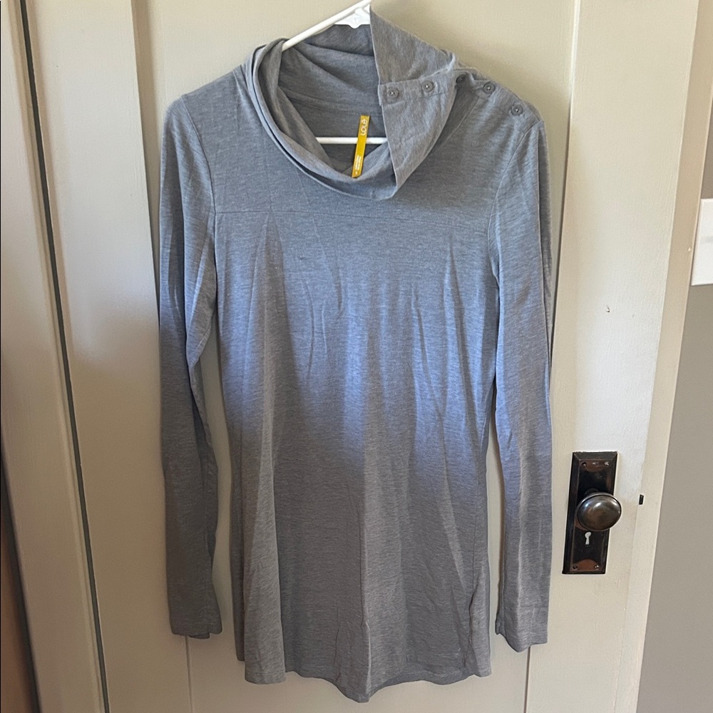 Gray Long Sleeve Cowl Neck Top